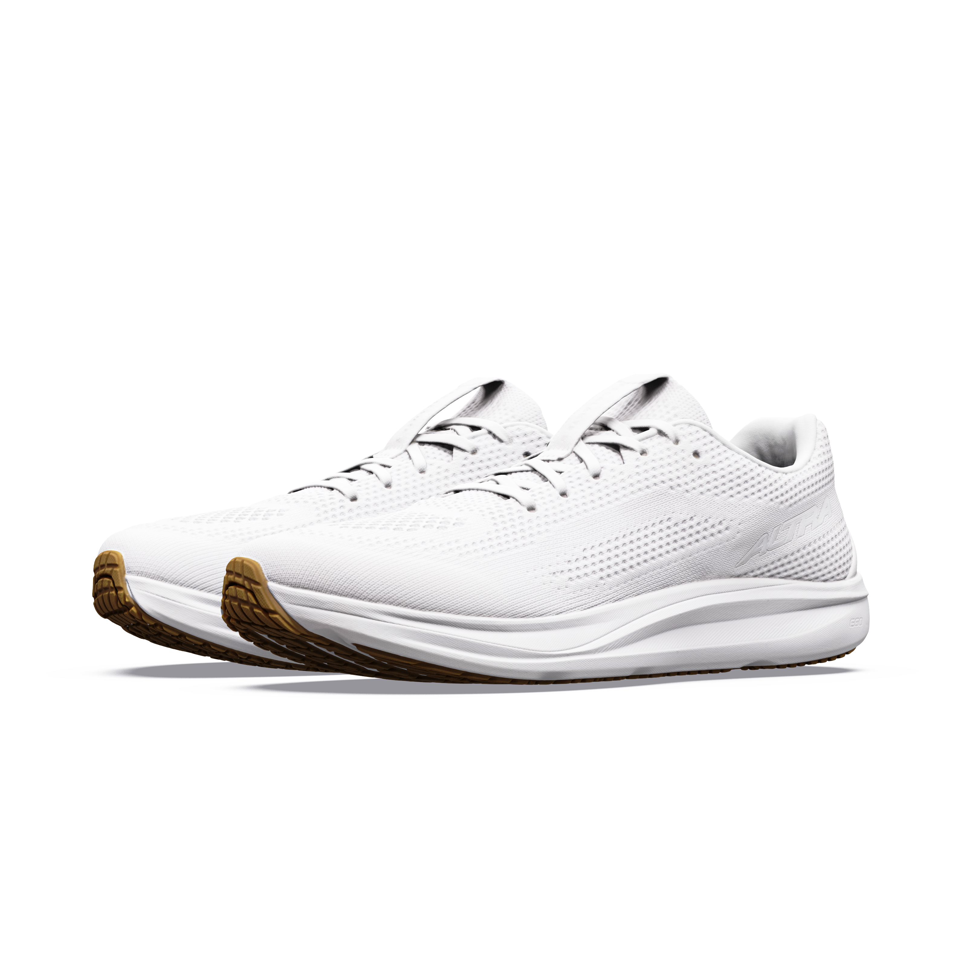Altra W Escalante 5 White/White/White — parell sabatilles vista 45 graus