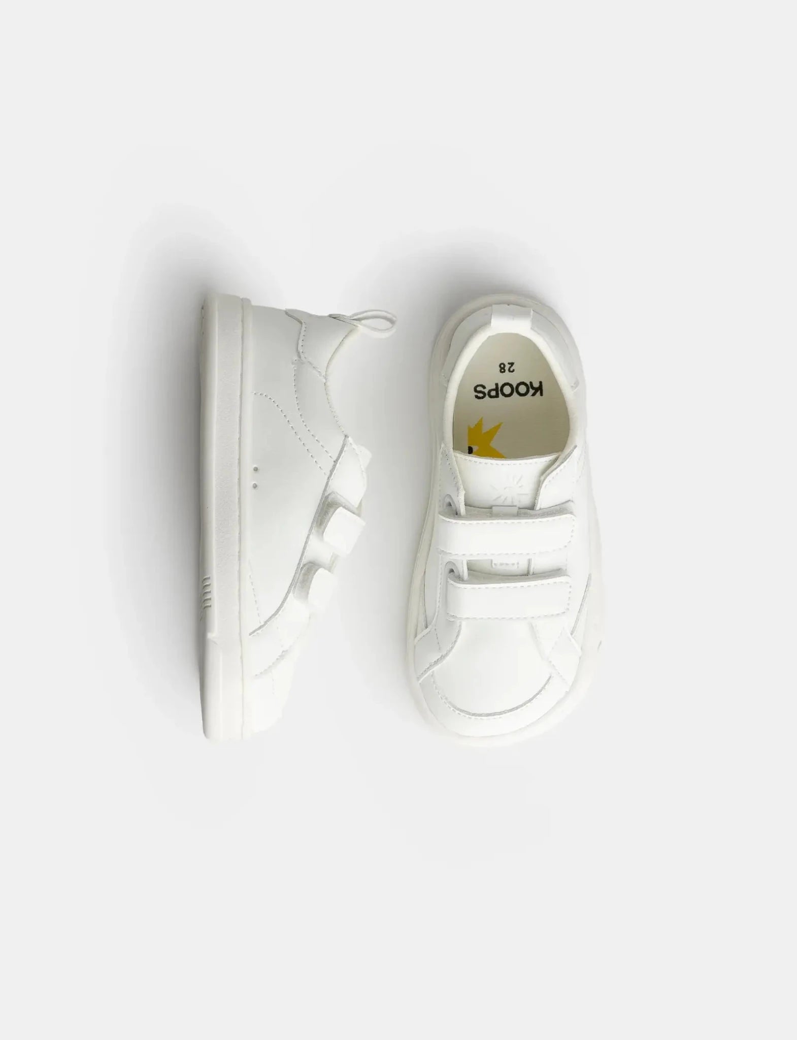 Koops Auro Blanco, sabata respectuosa infantil blanca amb doble velcro i sola flexible zero drop.