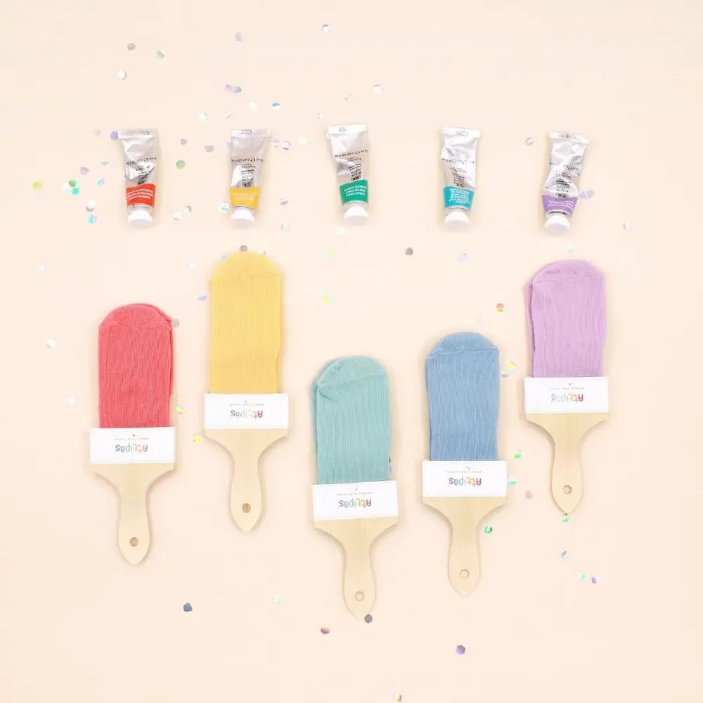 Attipas Rainbow Paint, mitjons antilliscants de bambú per a nadons i primers passos.