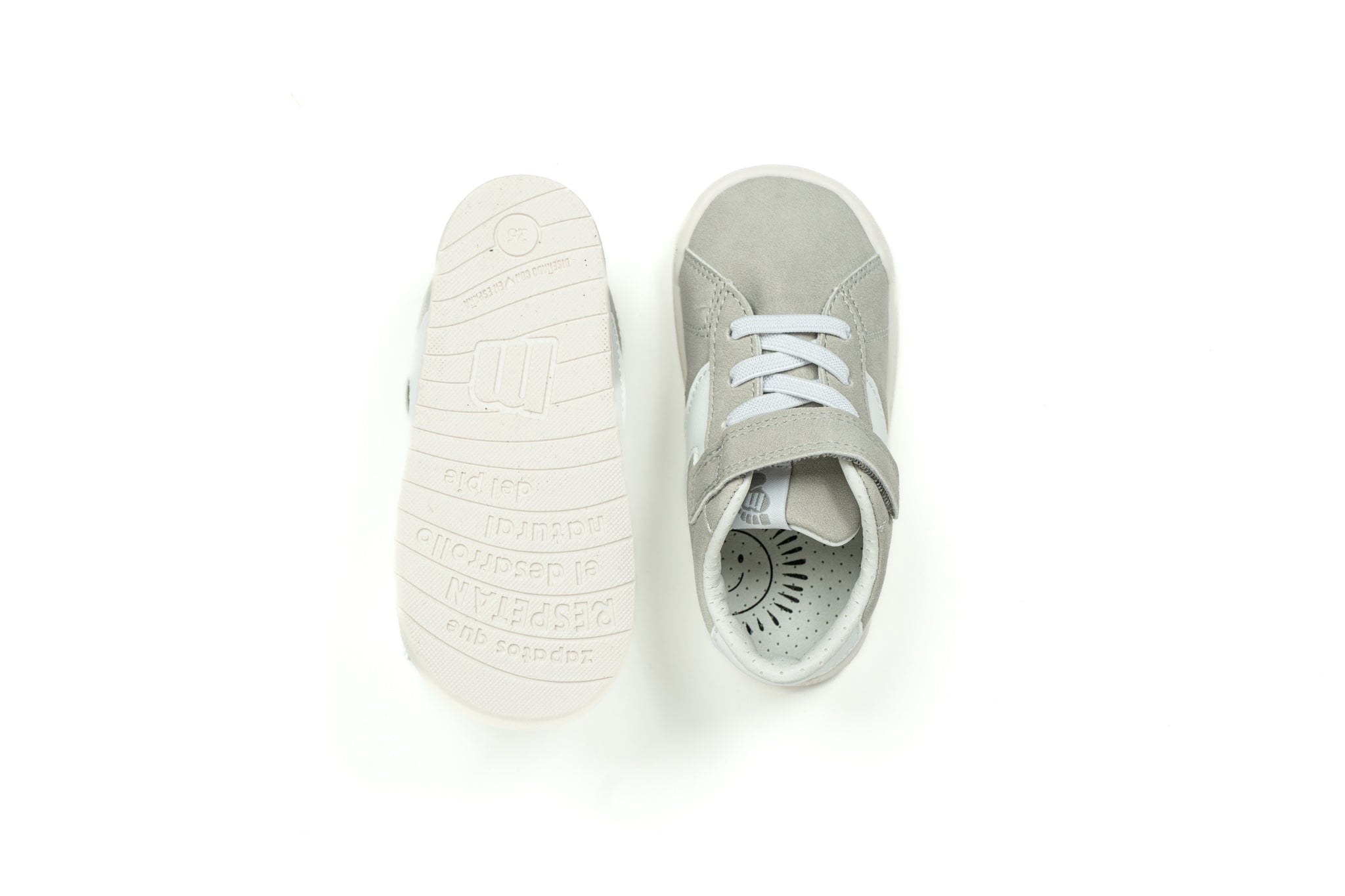 Mustang Free Sneaker Baby Gris — vista superior sabatilla barefoot bebè gris sola fina