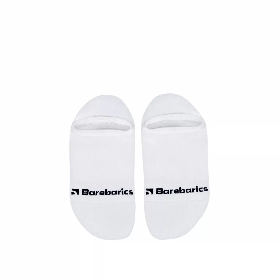 Pack de 3 mitjons Barebarics No Show blancs de tall baix, ideals per a sabatilles barefoot i ús diari.