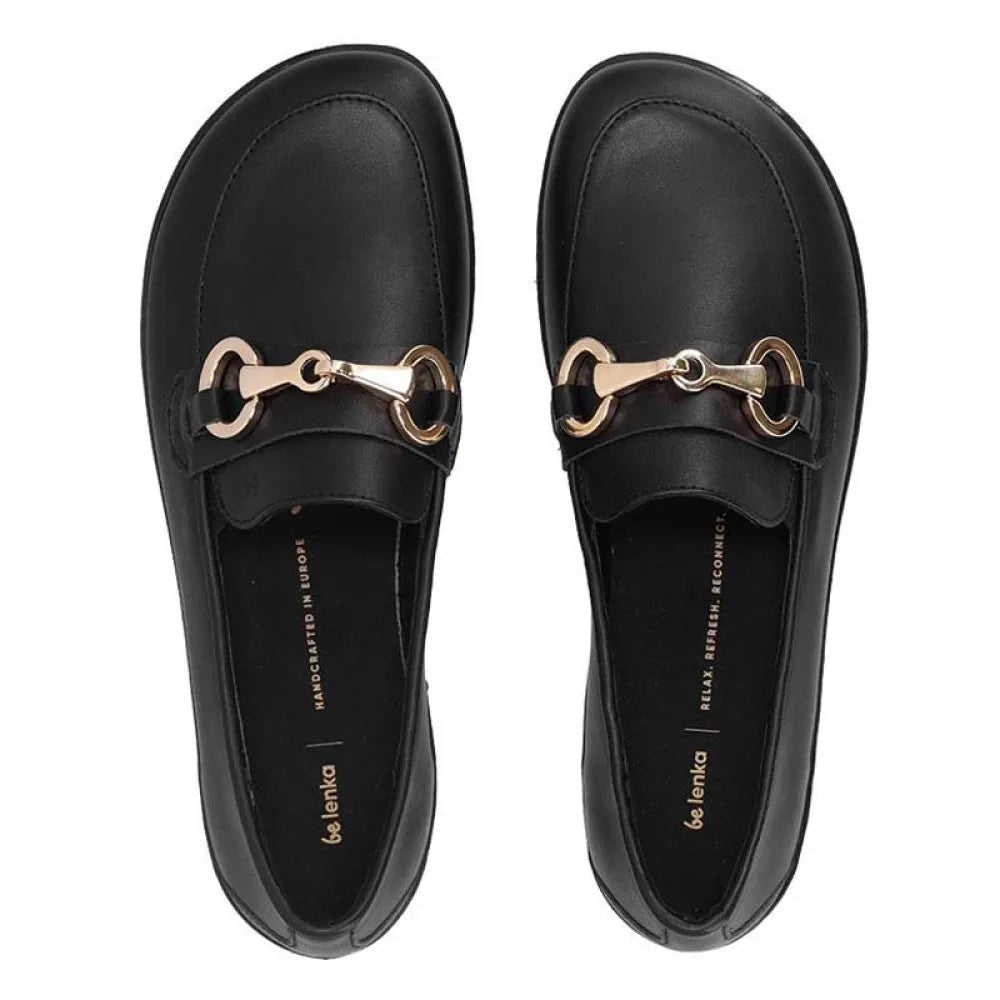 Be Lenka Viva negre, mocassí barefoot elegant de pell napa amb sivella metàl·lica i sola flexible.