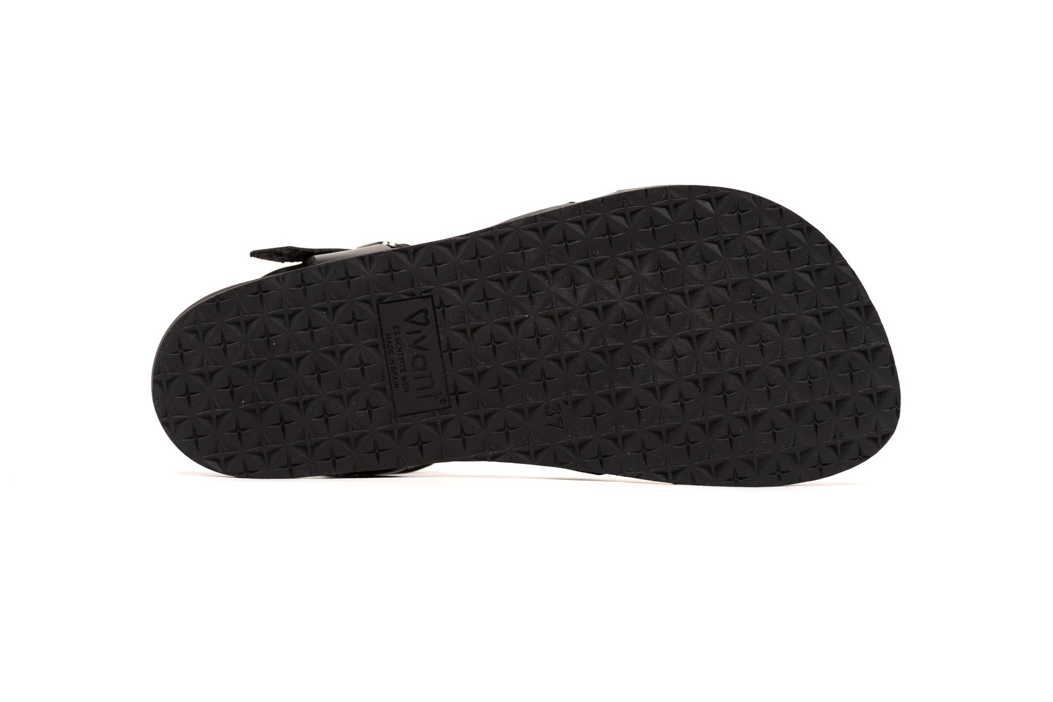 Vivant Arcilla CEB/VAQ Negro — detall cuir sandàlia barefoot artesanal negra