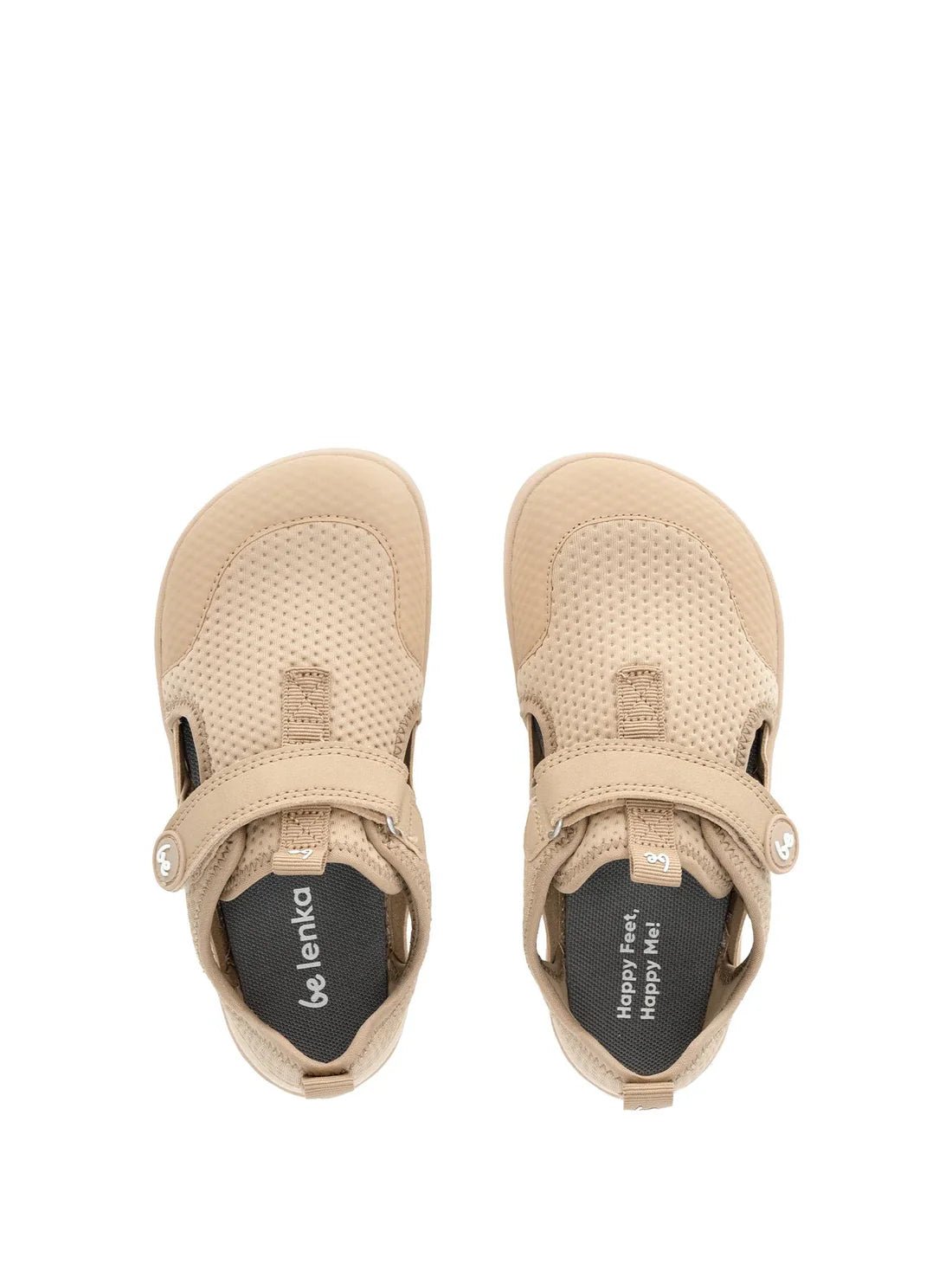 Sandàlies barefoot infantils Be Lenka Zest Preschool en color beige amb velcro i sola flexible.