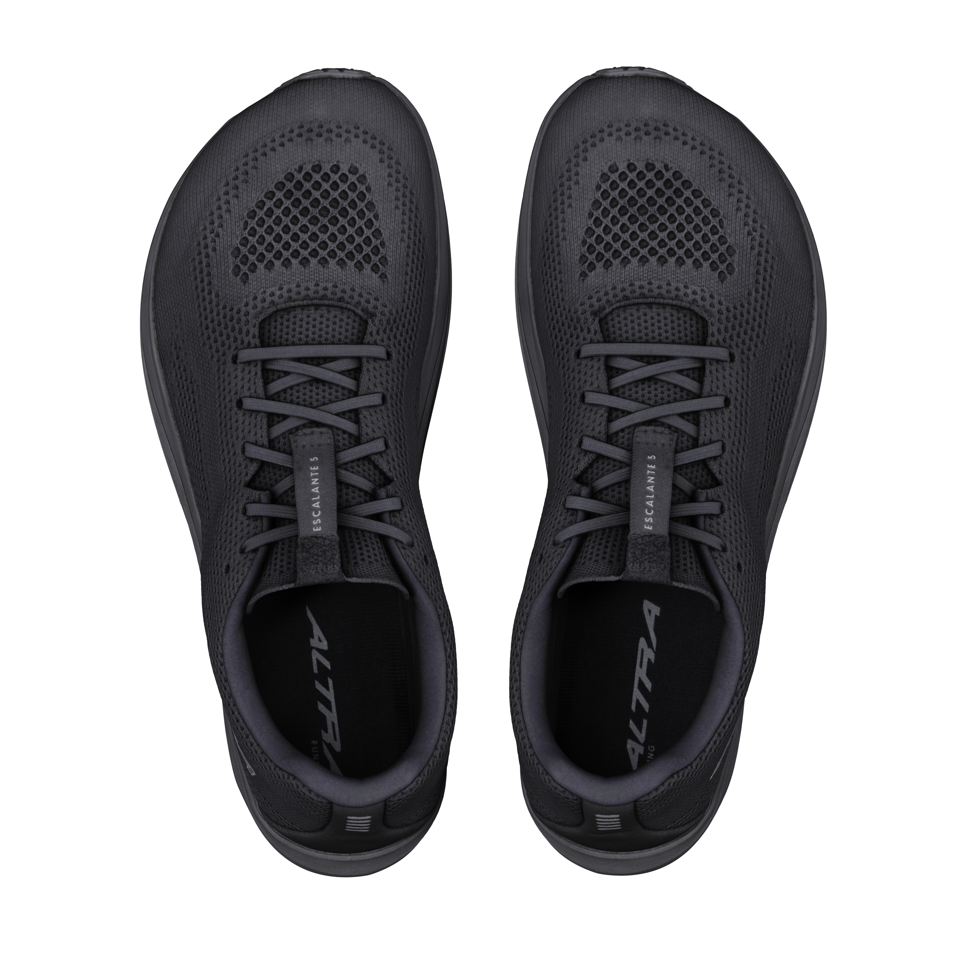 Altra W Escalante 5 Black/Black/Black — vista superior peu FootShape