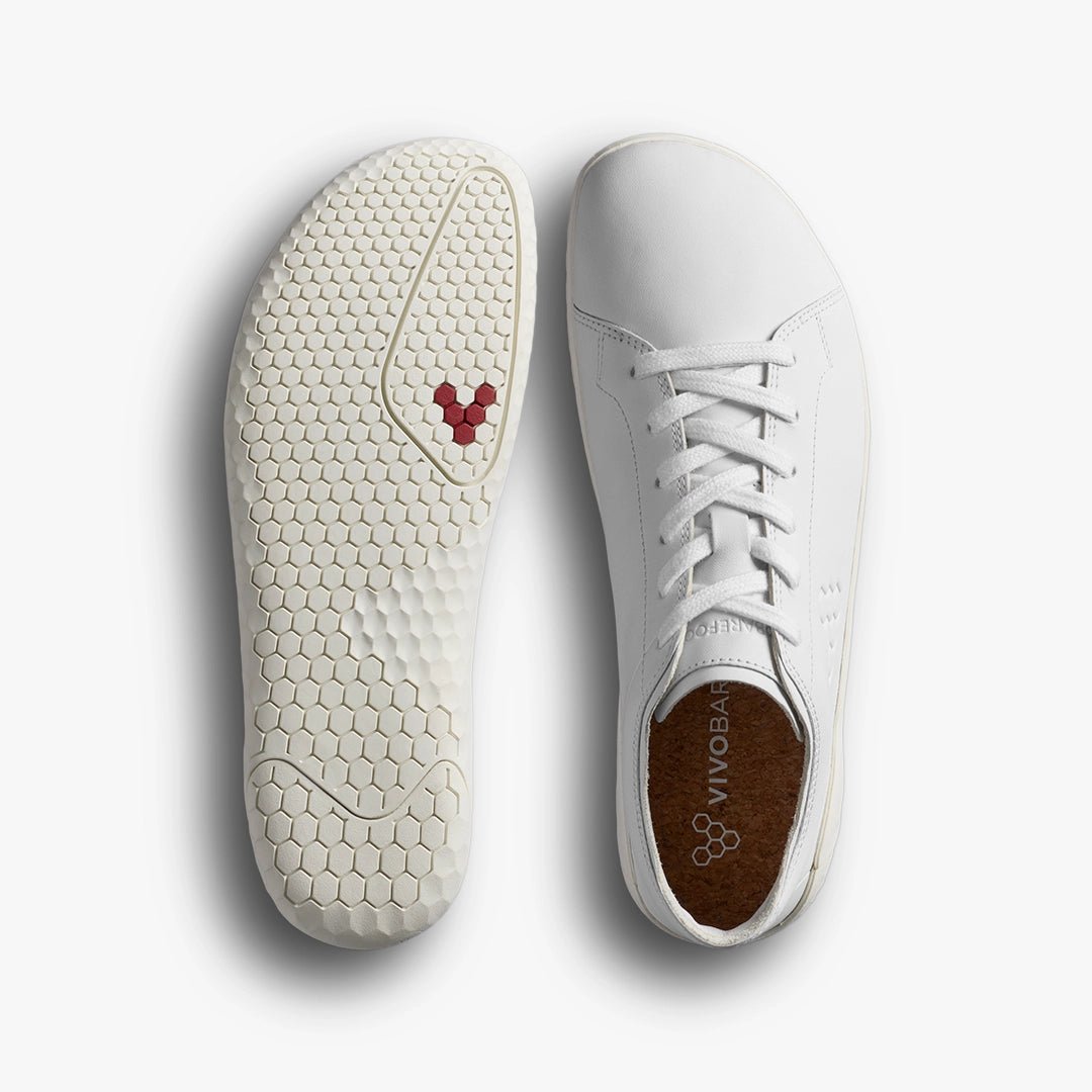 Vivobarefoot Geo Court M Bright White — vista superior sneaker barefoot home blanc