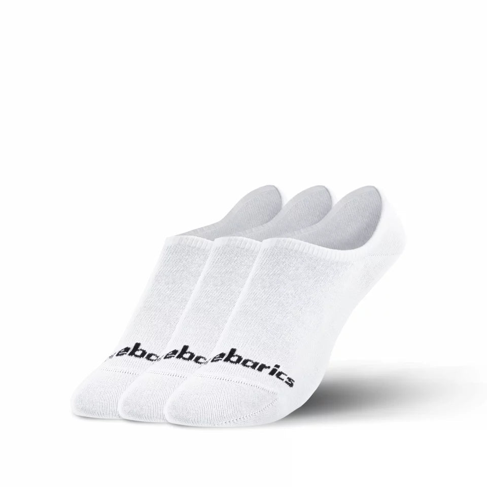 Pack de 3 mitjons Barebarics No Show blancs de tall baix, ideals per a sabatilles barefoot i ús diari.