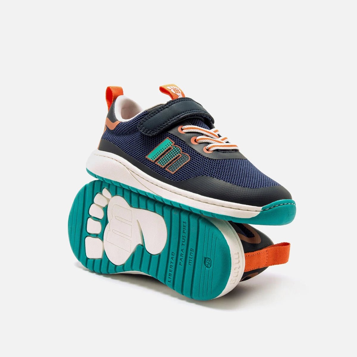 Mustang Free Run Kids Blau — vista superior sabatilla barefoot infantil blava puntera ampla