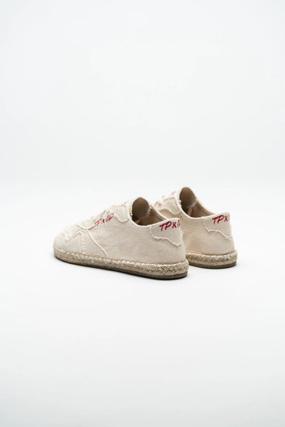 Toni Pons x Ohne Project 080 Raw, espardenya barefoot de teixit natural color cru amb sola flexible, puntera ampla i estil mediterrani minimalista.