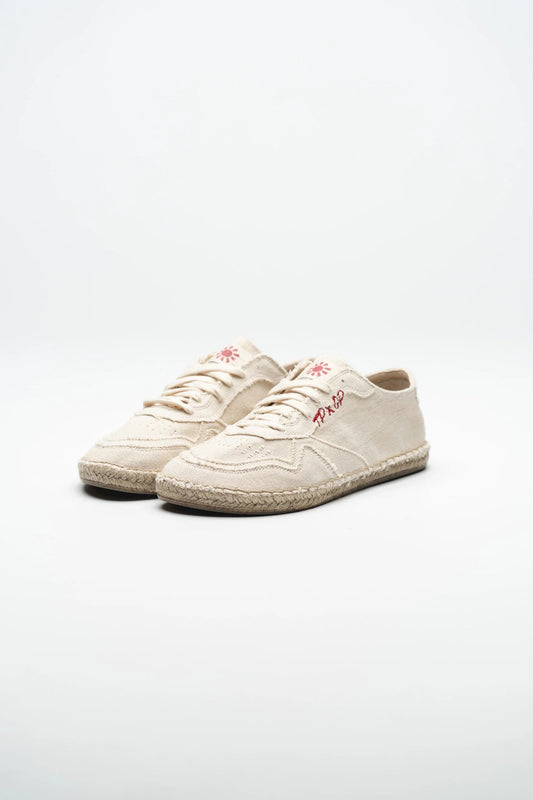 Toni Pons x Ohne Project 080 Raw, espardenya barefoot de teixit natural color cru amb sola flexible, puntera ampla i estil mediterrani minimalista.