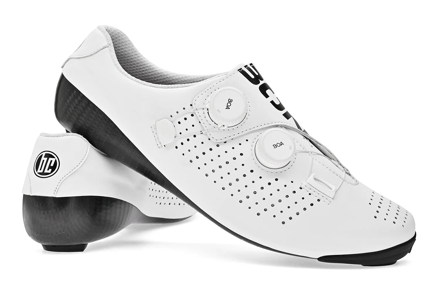 Bont Cycling Vaypor SL blanca amb doble BOA Li2 i sola de carboni per a ciclisme de carretera.
