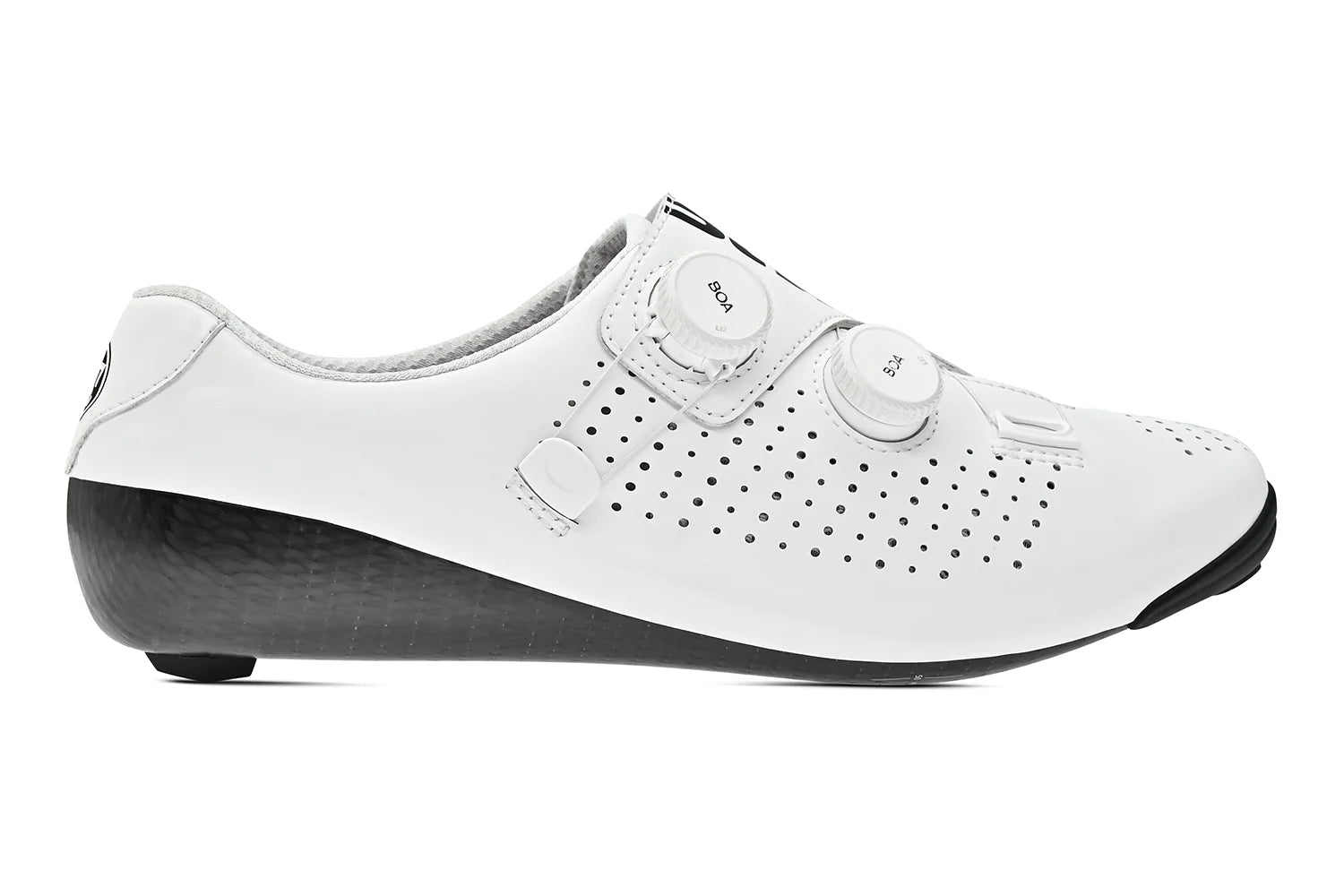 Bont Cycling Vaypor SL blanca amb doble BOA Li2 i sola de carboni per a ciclisme de carretera.